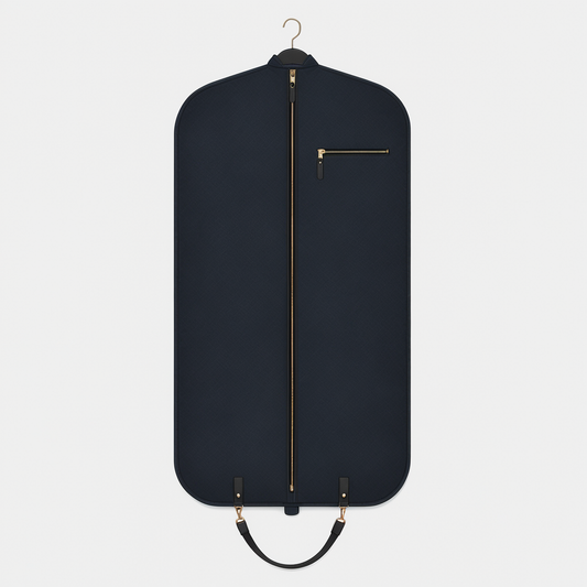 Navy dress garment bag front view