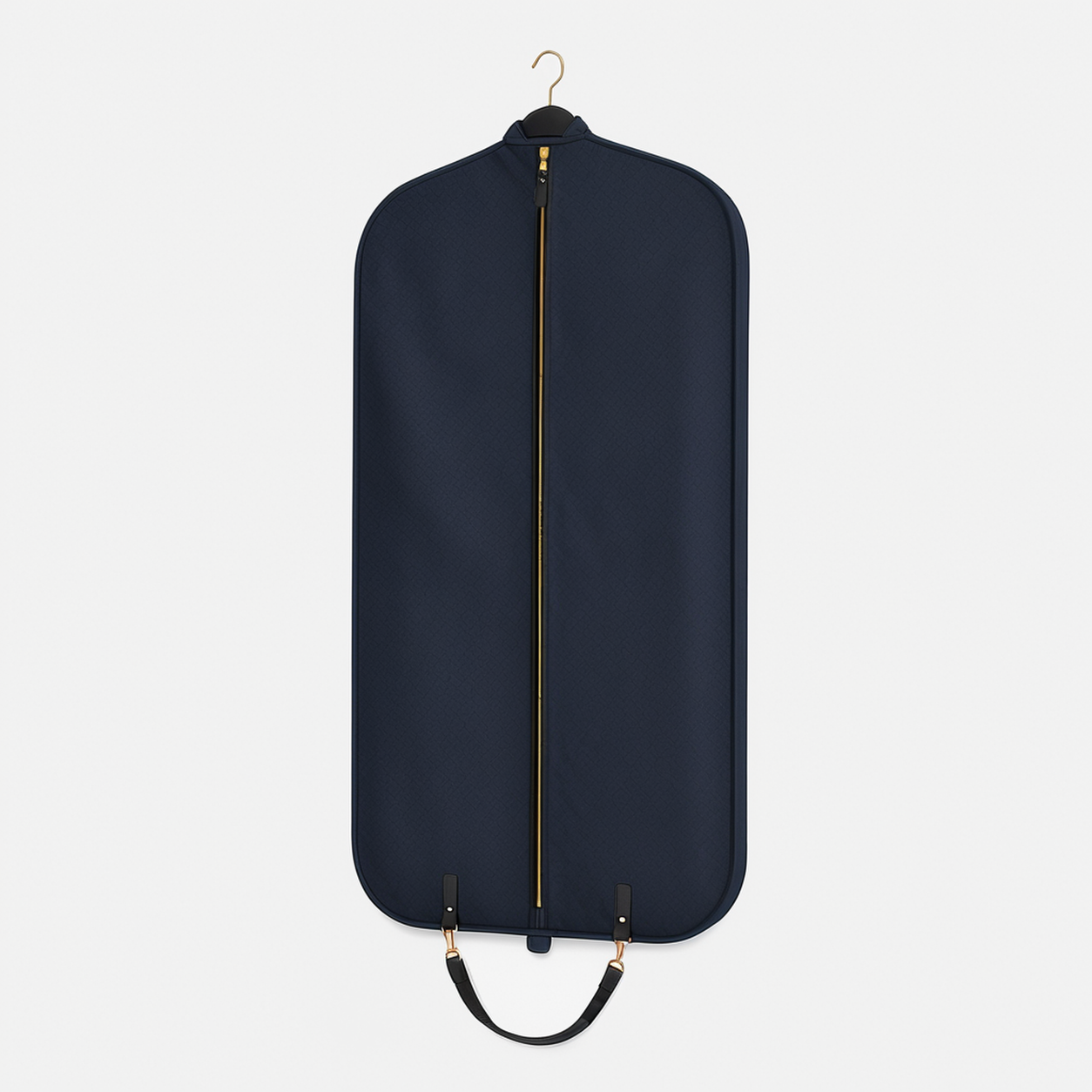 Navy dress garment bag side view