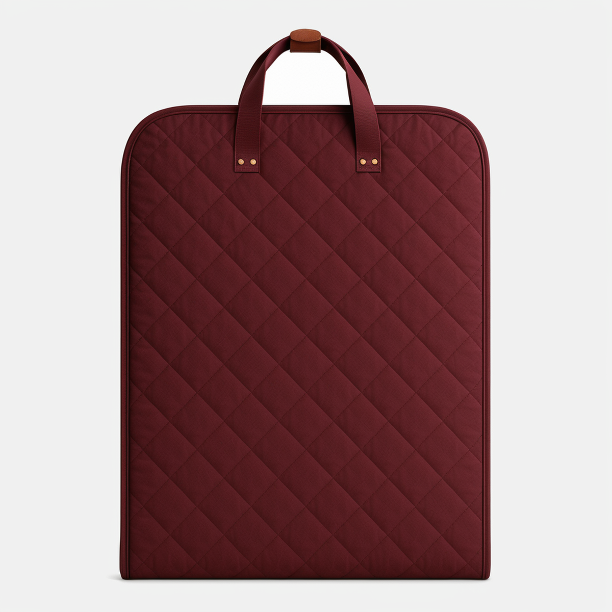 Burgundy quilted suit garment bag folded back view